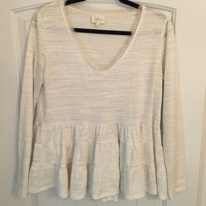 Anthropologie White Ruffled Peplum Top
